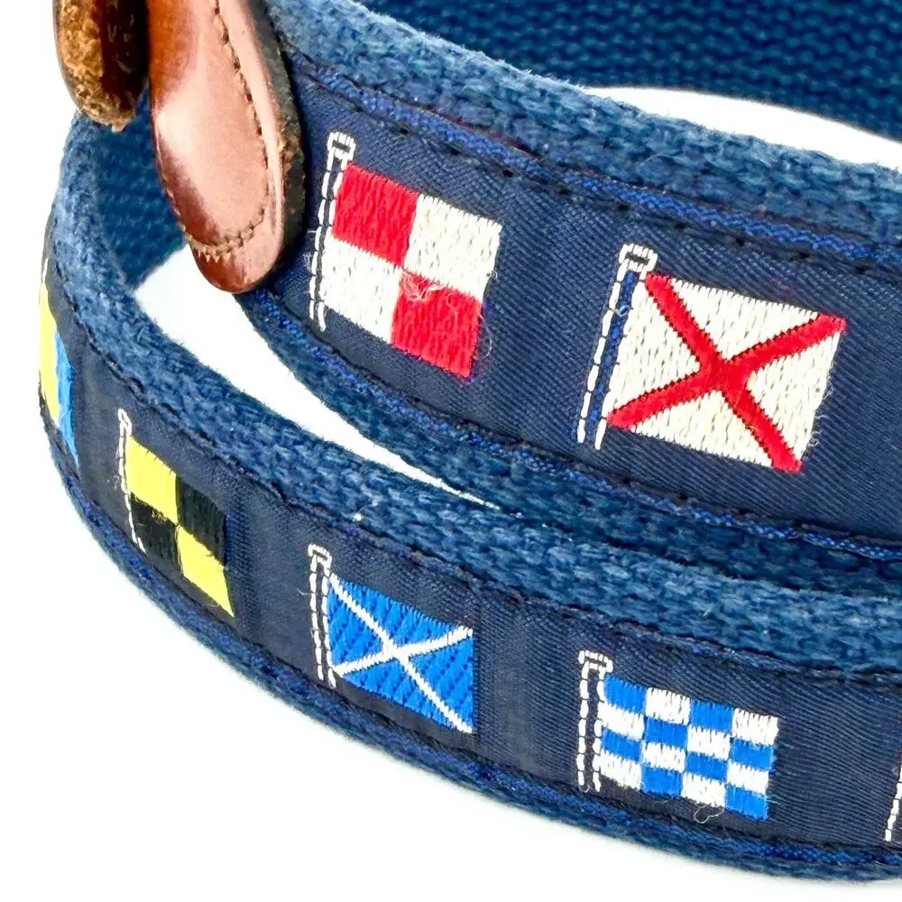 Leather Man Ltd Navy Nautical Flag Canvas Belt